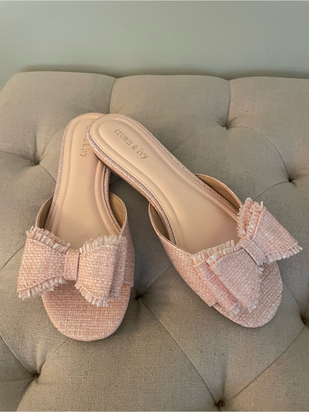 Crown & Ivy Peri Bow Slide Sandals
